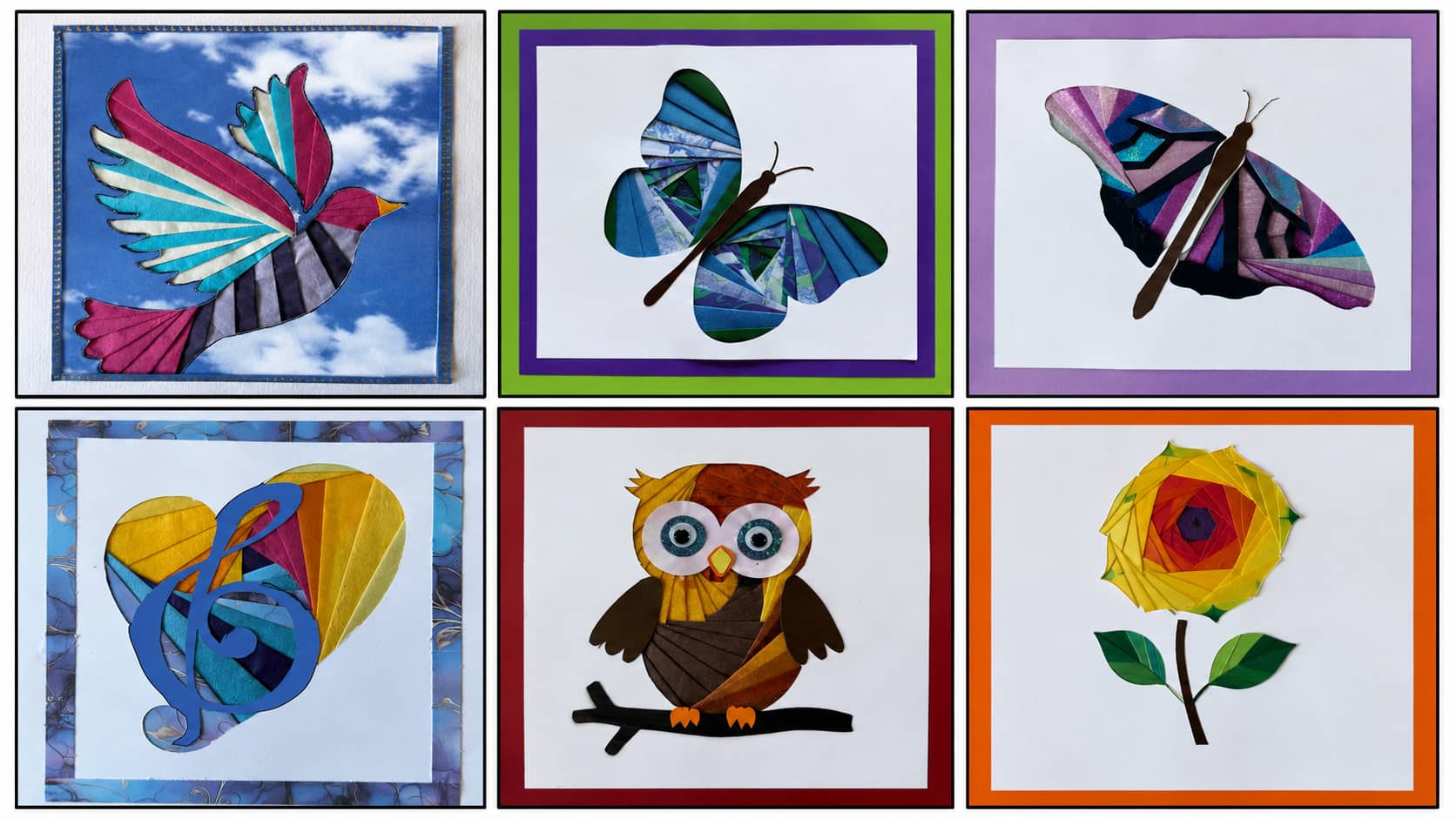 Students iris folding pieces